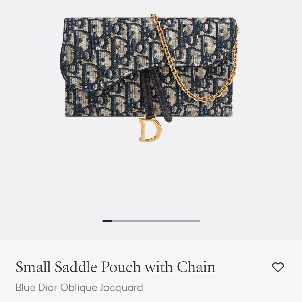 Christian Dior Elegant Designer Blue and Gold Chain Bag AUTHENTIC